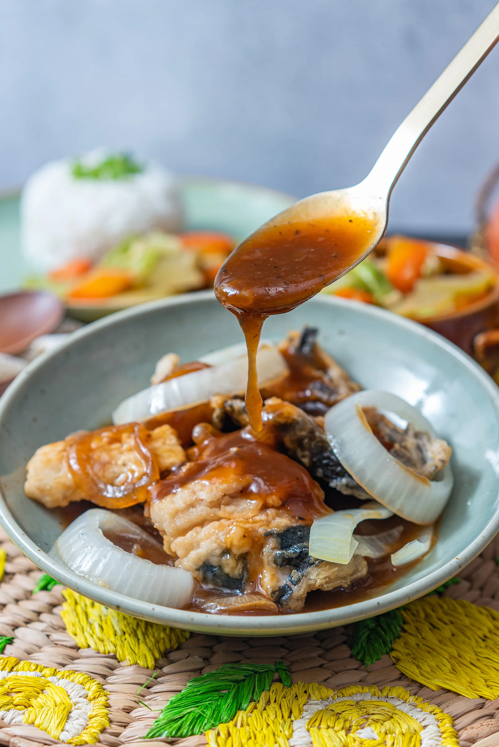 Fried Bangus with Bistek Sauce (Solo Meal) - Image 3